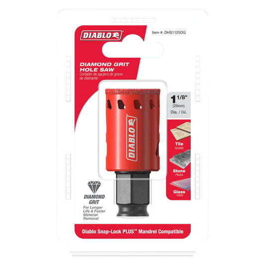 Diablo Diamond Grit Hole Saw 1 1/8" - Efficient Drilling for Tile, Glass - Auzzistore