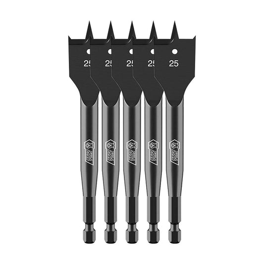 Full Boar 5 Piece 25mm Spade Bit Set - Durable Steel - Efficient Drilling - Auzzistore