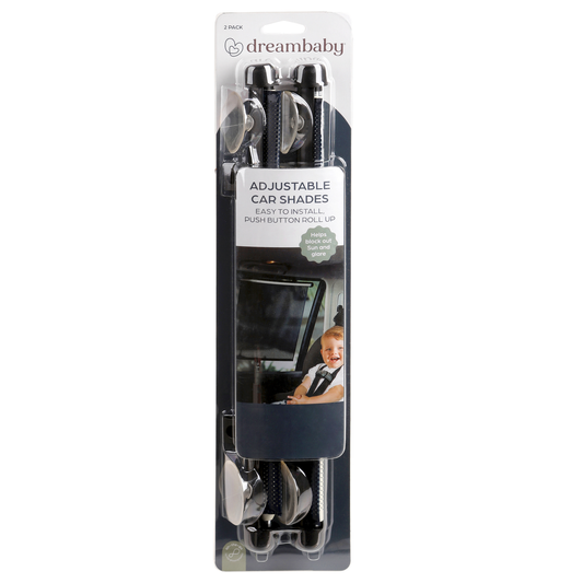 Dreambaby Car Window Shade 2 Pack Adjustable Black PVC Protection