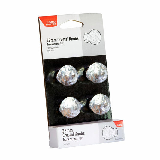 Taskmaster Crystal Cabinet Knob Pack of 4 - 25mm - Durable Steel