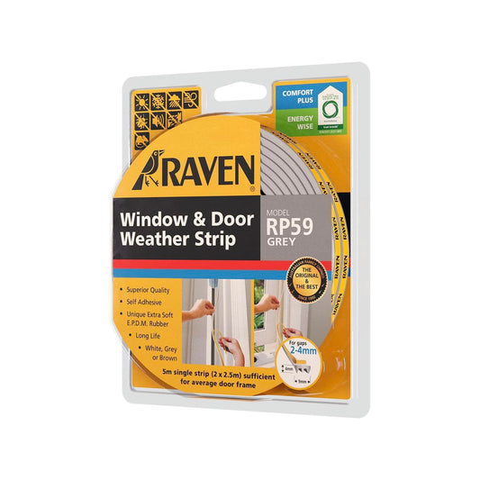 Raven Weather Strip - 5000mm - Soft EPDM Rubber - Self-Adhesive - Auzzistore