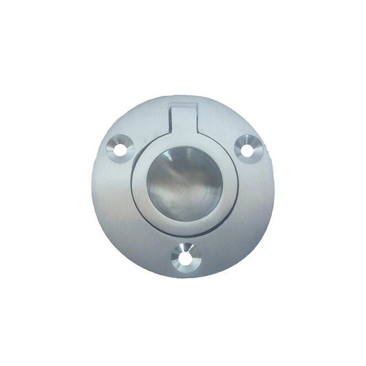Delf Flush Ring Pull - 50mm - Solid Brass - Satin Chrome - Auzzistore