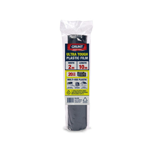 Grunt Multi Use Plastic Film 2 x 10m Black - Durable Weather Protection