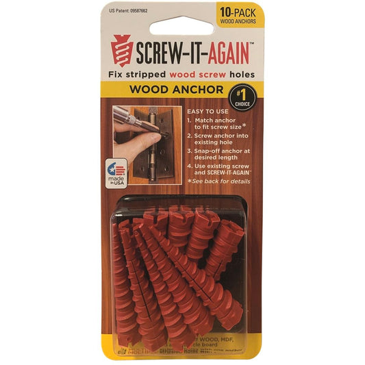 Screw It Again Screw Hole Repair Wood Anchor 10 Pack - 1mm x 5mm - Plastic - Auzzistore