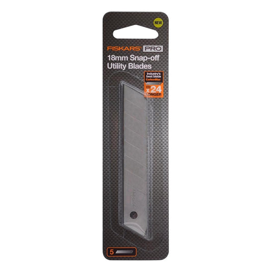 Fiskars 18mm Pro Carbonmax Snap Off Blades 5 Pack - Steel - 110mm - Auzzistore
