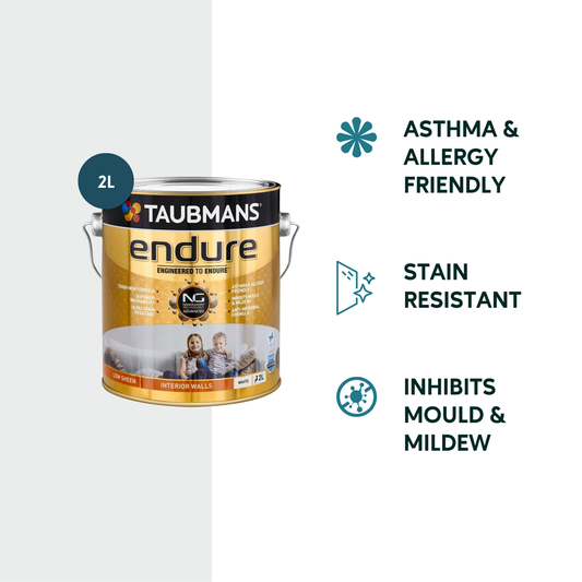 Taubmans 2L Low Sheen Endure Interior Walls Paint - White - Stain Resistant – view 2 - Auzzistore
