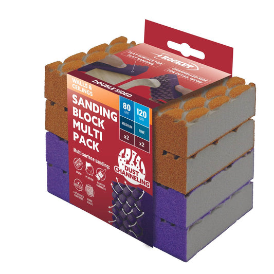 Rocket Walls and Ceilings Sanding Block Multi Pack - 4 Blocks - 115mm x 25mm x 68mm - Dual-Sided Design - Dust-Channelling – view 2 - Auzzistore