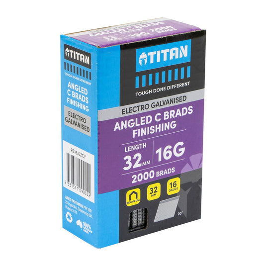 Titan 32mm Electro Galvanised 20° Angled Collated Nail C Brads Pack 2000 - 16 Gauge - Reliable Fastening – view 2 - Auzzistore