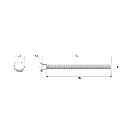 Zenith Cup Head Bolt - M10 x 150mm - Stainless Steel 304 - Rust Resistant – view 2 - Auzzistore