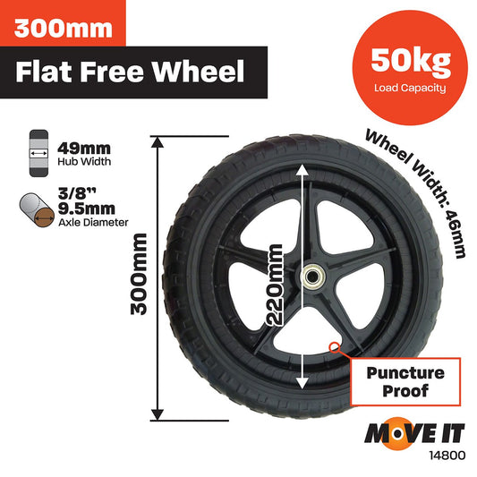 Move It Nylon Spoked Wheel 300mm Black Durable Outdoor Use – view 2 - Auzzistore