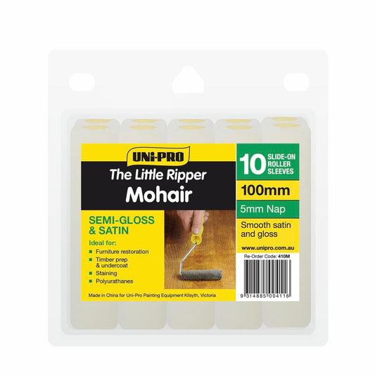 UNi-PRO Mohair Roller Cover 100mm 5mm Nap 10 Pack Smooth Finish - Auzzistore
