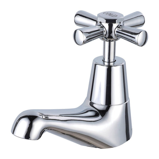 Shaw Mason Chrome Easy Clean Pillar Tap - 67mm x 173mm - Cold Water Indicator - Auzzistore