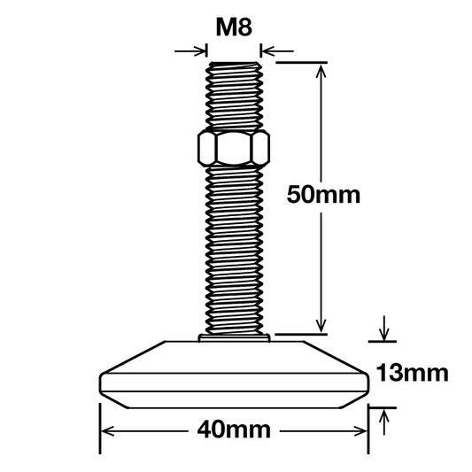 Richmond Fixed Cone Levelling Foot 40mm Zinc Plated 2 Pack – view 2 - Auzzistore
