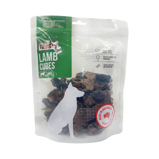 Trusty Premium Lamb Cubes Dog Treats - 100g - All-Natural Protein Snack