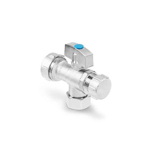 Brasshards Loose Nut 2 Way Under Sink Valve 20mm x 15mm Chrome Lead Free - Easy Install - Auzzistore