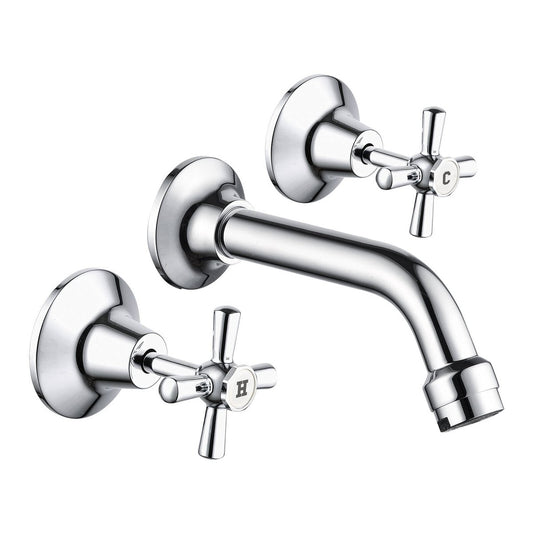 Estilo Chrome Bath Set - 140mm Spout Reach - Classic Design - Brass
