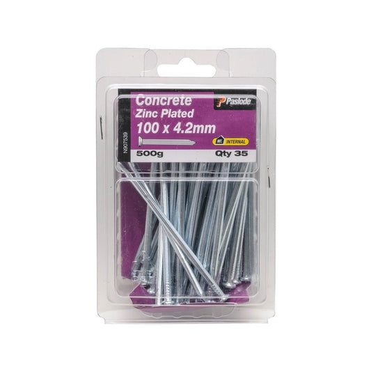 Paslode Concrete Nails 100mm x 4.2mm Zinc Plated Steel 35 Pack - Auzzistore