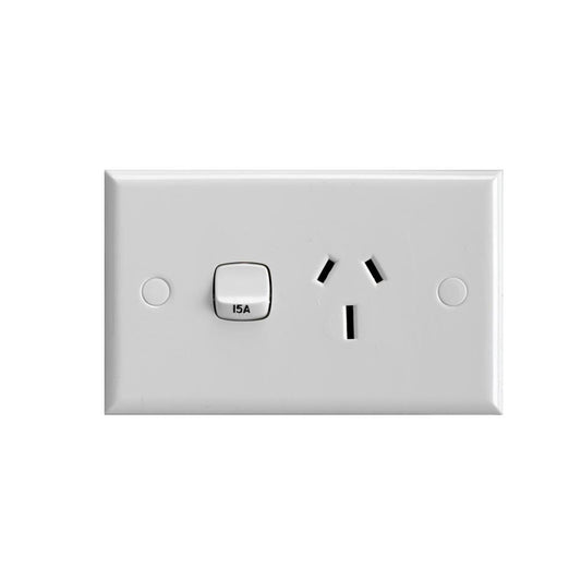 HPM 15A White Single Powerpoint 114mm Plastic Reliable Home Use - Auzzistore
