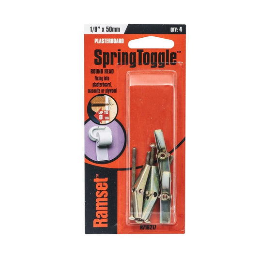Ramset Toggle Spring - 1/8" x 50mm - Gold Passivated - Flush Fixing - 4 Pack - Auzzistore