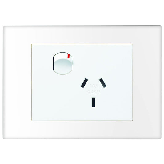 HPM Vivo Single Powerpoint 1 Gang 118mm x 85mm White - Easy Installation, Safety Shutters - Auzzistore