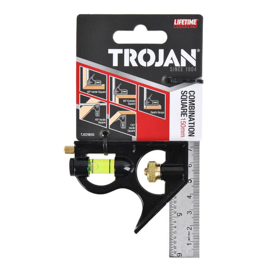 Trojan 150mm Combination Square - Accurate Measuring Tool - Durable Design - Auzzistore
