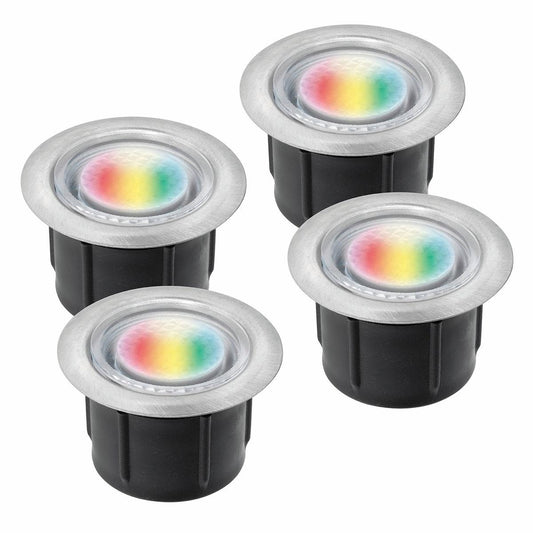 Brilliant RGB Valla DIY LED Deck Light Add-On Kit 4 Pack - Ø40mm - Stainless Steel