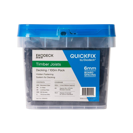 Quickfix Ekodeck Kit - 100lm - Timber Joists - Concealed Fixing - Auzzistore