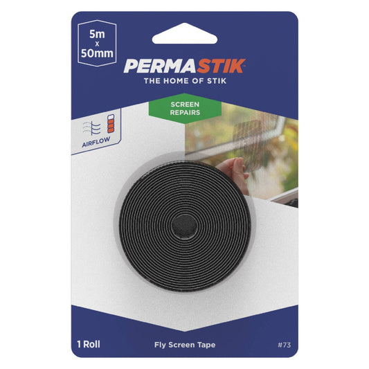 Permastik Flyscreen Repair Tape - 5m x 50mm - Fibreglass - Easy Patch