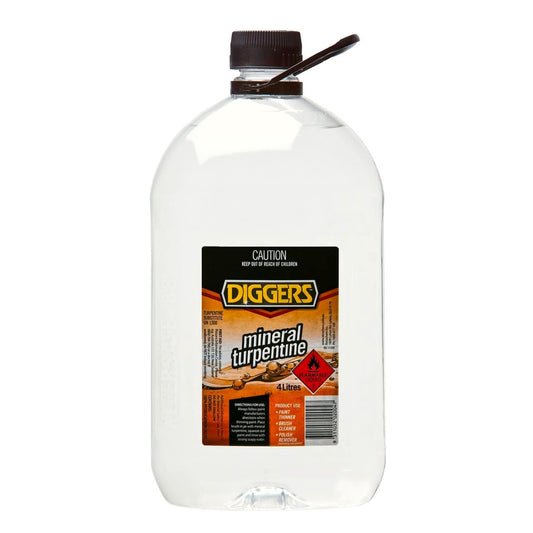 Diggers 4L Mineral Turpentine - Low Aromatic Hydrocarbon Solvent