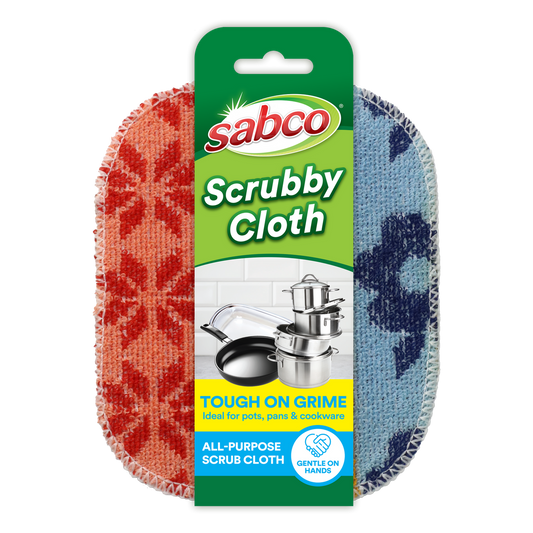 Sabco Scrubby Cloth - Resin Coated Cotton - 120mm x 150mm - Non-Abrasive Cleaning