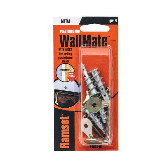 Ramset Wallmate Anchor - 13mm x 42mm - Zinc Alloy - Self-Drilling - 4 Pack - Auzzistore