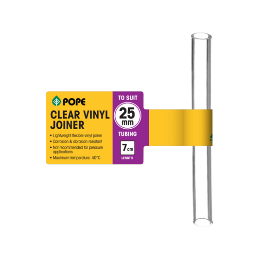 Pope Clear Vinyl Tubing Joiner - 25mm x 7cm - Lightweight - Flexible - Clear - Auzzistore