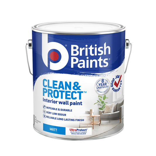 British Paints White Matt Clean and Protect Interior Paint 4L - 16 m²/L - Wipeable Finish - Auzzistore