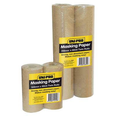Uni Pro Masking Paper Twin Pack 288mm x 50m Strong Non-absorbent