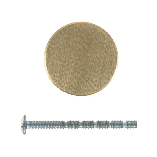 Taskmaster 32mm Knurled Cabinet Knob - Brushed Brass - 1 Pack - Easy Install