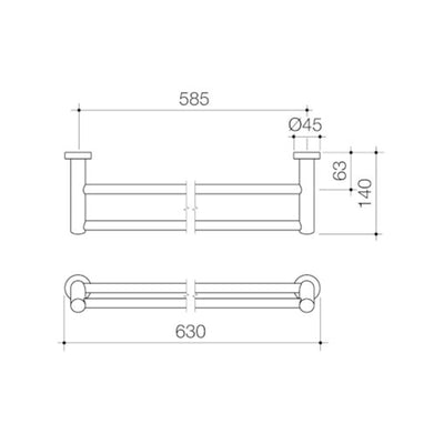 Caroma Double Towel Rail 630mm Metal Chrome Durable Design