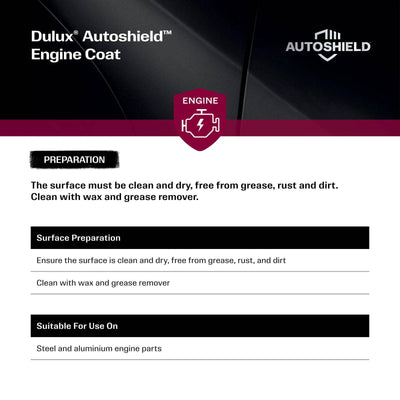 Dulux 340g Autoshield Engine Coat Spray Paint - Gloss Black - High-Temperature Resistance