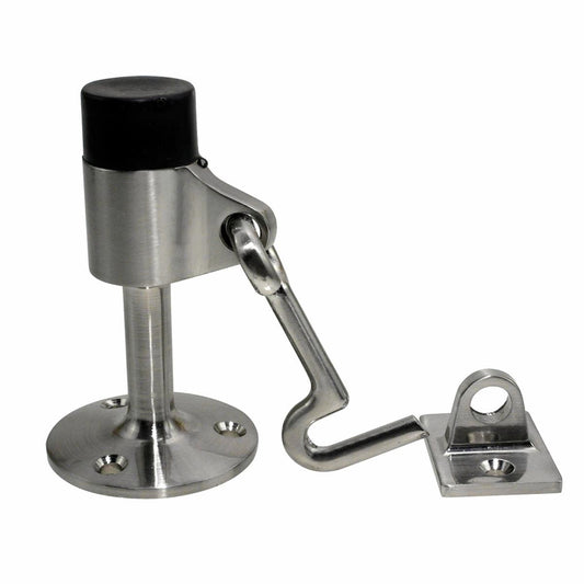 Adoored 51mm Satin Chrome Door Stop - Metal & Rubber - Wall Protection - Auzzistore
