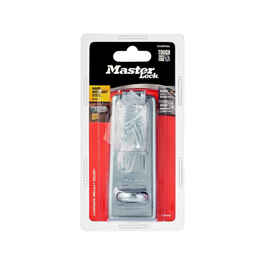 Master Lock Hasp - 112mm Hard Wrought Steel - Strong Cut Resistance - Auzzistore
