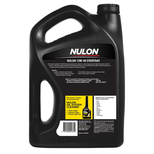 Nulon 5L Semi Synthetic 15W-40 Everyday Engine Oil - Engine Protection - Sludge Prevention – view 2