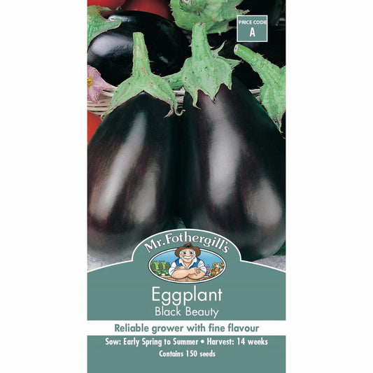 Mr Fothergill Black Beauty Eggplant Seeds 75mm Purple High Yield - Auzzistore