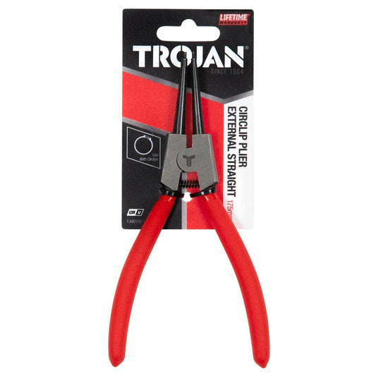 Trojan 175mm Circlip External Straight Tip Plier - Red and Black - Auzzistore