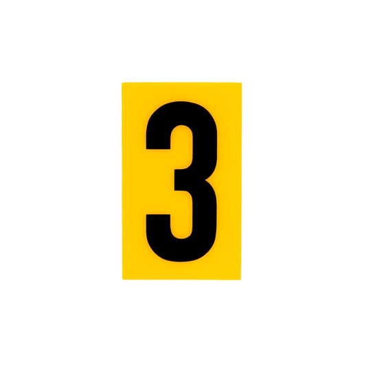 Sandleford Self Adhesive House Number 3 - 60mm Yellow Polycarbonate - Auzzistore