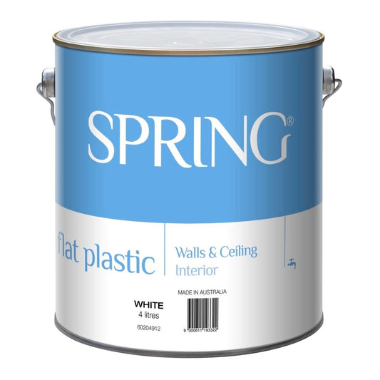 Spring Interior Acrylic Flat Paint 4L White Flat Finish Easy Clean - Auzzistore