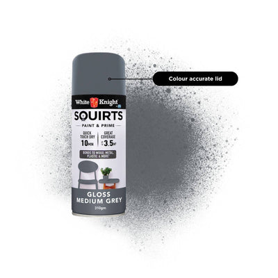 White Knight Squirts Medium Grey Gloss Spray Paint 310g Durable Finish