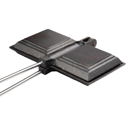 Charmate Portable Cooking Double Jaffle Iron - Cast Iron - 210mm x 530mm - Pre-Seasoned