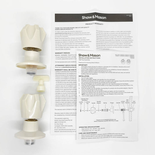 Shaw Mason Ivory Six Point Style Wall Top Assembly Pair - 65mm x 65mm x 108mm - Easy Installation – view 2 - Auzzistore