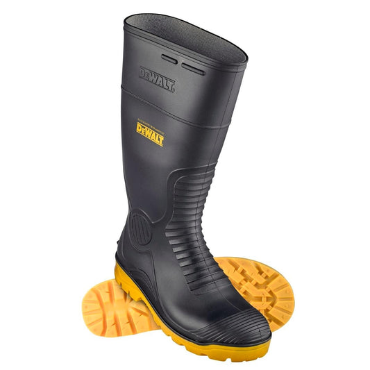 Dewalt Midland Pro Comfort Safety Gumboots Size 12 - PVC - Black - Durable, Anti-Slip