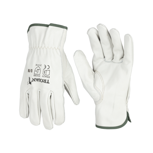 Trojan Large Keystone Thumb Gloves - Full Leather - Medium to Extra Large - Durable Work Gloves - Auzzistore