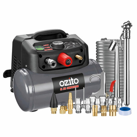 Ozito Air Compressor - 6L - Plastic - Oil Free, Lightweight - Auzzistore